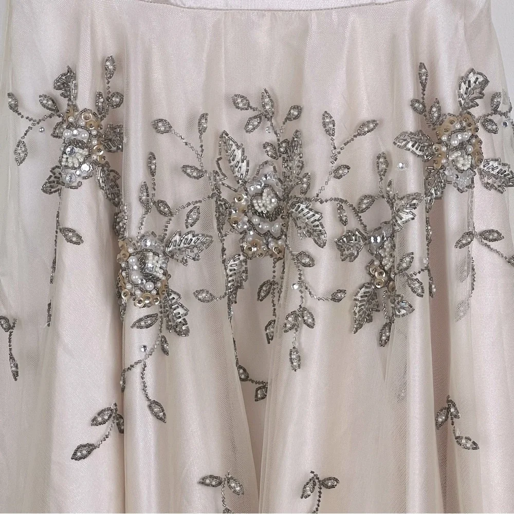 Sue Wong Nocturne Old Hollywood Coquette Fit & Flare Tulle Beaded Midi Dress 8 - Picture 6 of 14